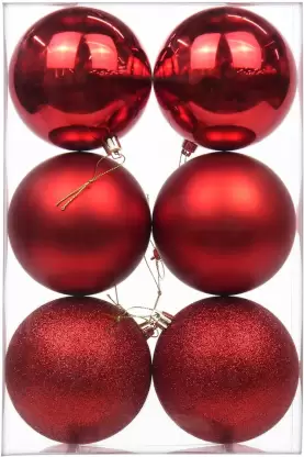 Yılbaşı Çam Ağacı Kırmızı Top Süs 4 cm 6 Adet - Parti Sürprizi