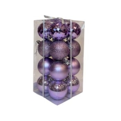 Yılbaşı Çam Ağacı Lila Top Süs 16 Adet 6 cm - Parti Sürprizi