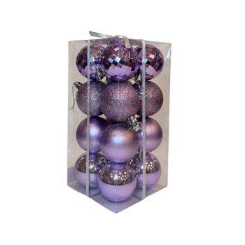 Yılbaşı Çam Ağacı Lila Top Süs 16 Adet 6 cm - 1