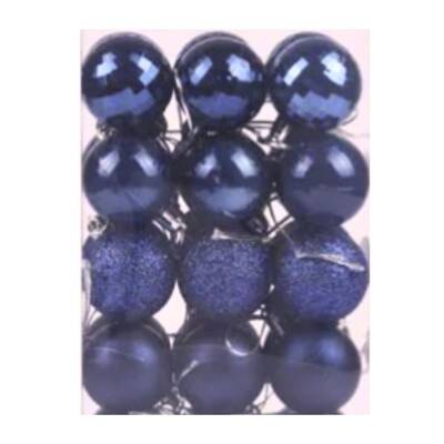 Yılbaşı Çam Ağacı Mavi Top Süs 16 Adet 6 cm - 1