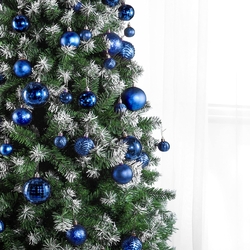 Yılbaşı Çam Ağacı Mavi Top Süs 16 Adet 6 cm - Thumbnail