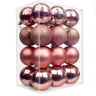 Yılbaşı Çam Ağacı Rose Gold Top Süs 16 Adet 5 cm - 1