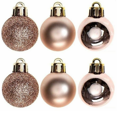 Yılbaşı Çam Ağacı Rose Gold Top Süs 6 cm 6 Adet - 1