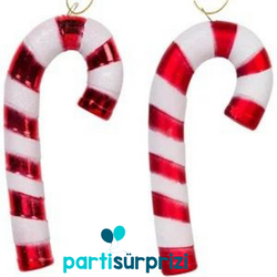 Yılbaşı Çam Baston Dekor Süs 14 cm 4 Adet - Parti Sürprizi