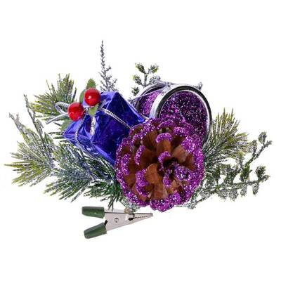 Yılbaşı Partisi 18 cm Hediyelik Mor Davul Çiçek Süs - 1
