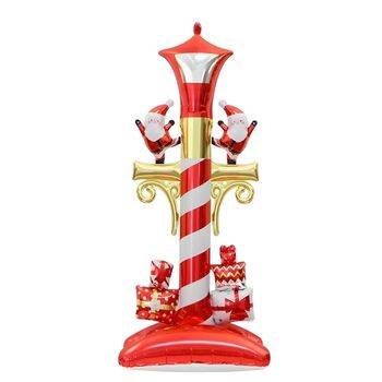 Yılbaşı Partisi Ayaklı Sokak Lambası ve Noel Baba Şekilli Folyo Balon - 1
