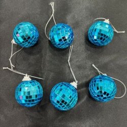 Yılbaşı Partisi Aynalı Mavi Disko Topu 4 cm 6 Adet - Parti Sürprizi