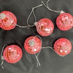 Yılbaşı Partisi Aynalı Pembe Disko Topu 4 cm 6 Adet - Parti Sürprizi