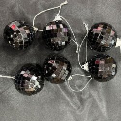 Yılbaşı Partisi Aynalı Siyah Disko Topu 4 cm 6 Adet - Parti Sürprizi