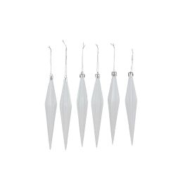 Yılbaşı Partisi Beyaz Buz Çam Ağacı Süs 6 Adet - Parti Sürprizi