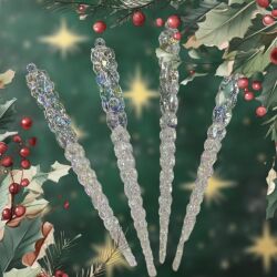 Yılbaşı Partisi Buz Şekilli Çam Ağacı Dekor Süs 4 Adet - Parti Sürprizi