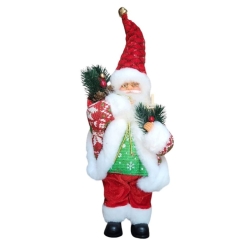 Yılbaşı Partisi Çiçekli Noel Baba 30 cm Dekor Süs 1 Adet - Parti Sürprizi
