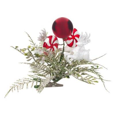 Yılbaşı Partisi Dekoratif 14 cm Geyikli Çiçek Süs - 1