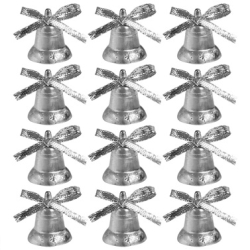 Yılbaşı Partisi Gümüş Fiyonklu Çan Süs 6 Adet - Parti Sürprizi