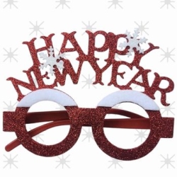 Yılbaşı Partisi Happy Newyear Kırmızı Kartaneli Gözlük - Parti Sürprizi