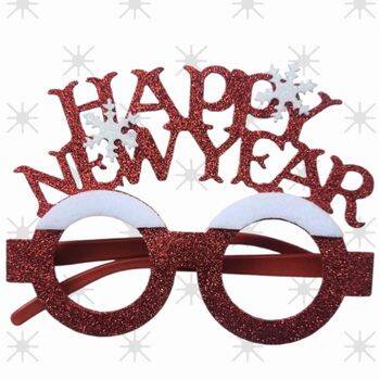 Yılbaşı Partisi Happy Newyear Kırmızı Kartaneli Gözlük - 1