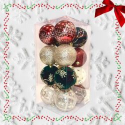 Yılbaşı Partisi Kadife Desenli Lüx 8 cm Çam Ağacı Top Süs 8 Adet - Parti Sürprizi