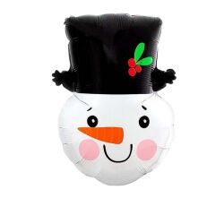 Yılbaşı Partisi Şapkalı Kardan Adam Folyo Balon 1 Adet - Parti Sürprizi