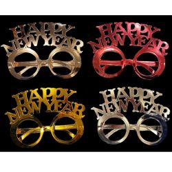 Yılbaşı Partisi Karışık Renk Happy Newyear Gözlük 4 Adet - Parti Sürprizi