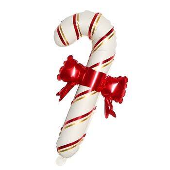 Yılbaşı Partisi Kurdelalı Krem Renk Baston Şekilli Folyo Balon - 1