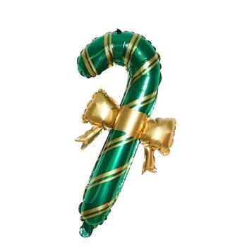 Yılbaşı Partisi Kurdelalı Yeşil Baston Şekilli Folyo Balon - 1