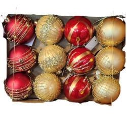 Yılbaşı Partisi Lüx 8 cm Çam Ağacı Top Süs 12 Adet - Parti Sürprizi