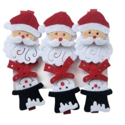 Yılbaşı Partisi Noel Baba Kardan Adam Şekilli Mandal 6 Adet - Parti Sürprizi