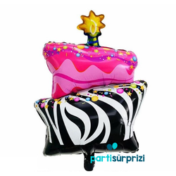 Zebra Desenli Pasta Folyo Balon - Parti Sürprizi